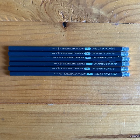NOS Vintage mcm Eberhard Faber Microtomic F Woodclinched pencils lot of 6 - Picture 3 of 5
